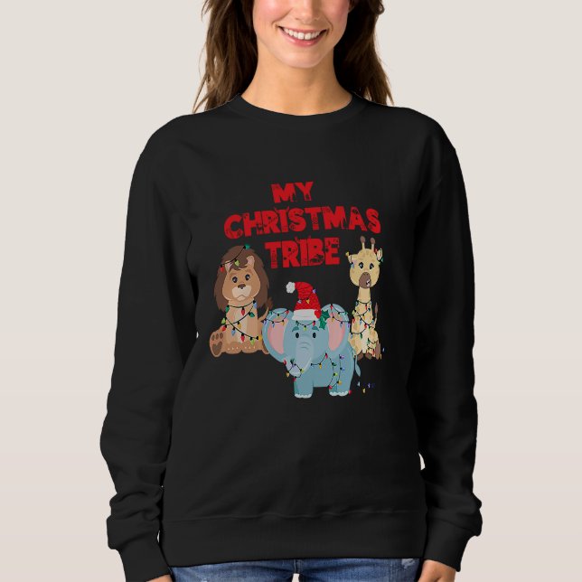 My Christmas Tribe Holiday Animals Sweatshirt (Vorderseite)