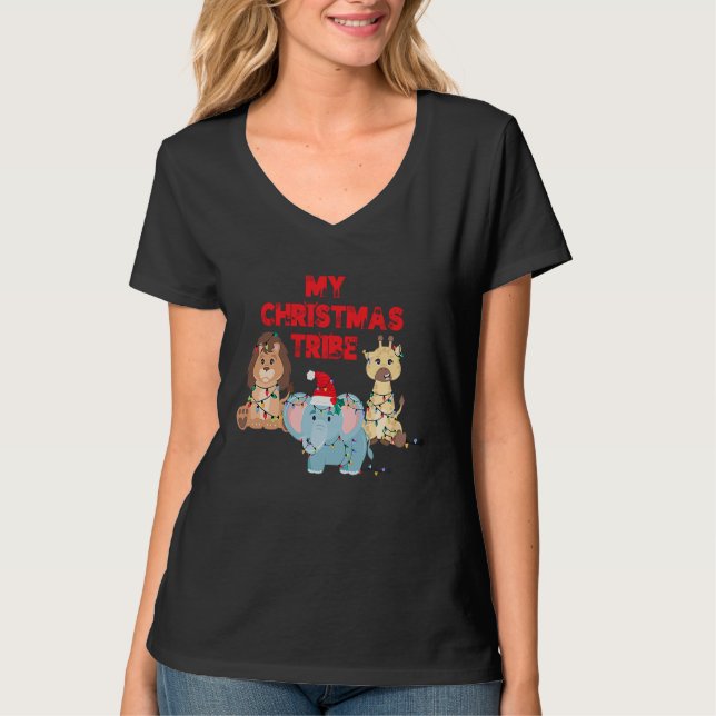 My Christmas Tribe Holiday Animals T-Shirt (Vorderseite)