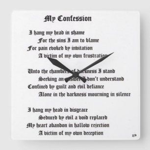 My Confession Quadratische Wanduhr