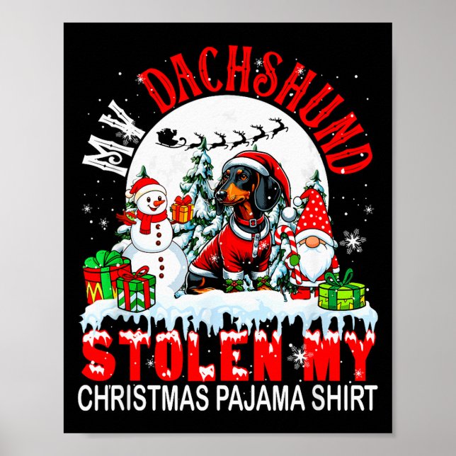 My Dachshund Stolen My Christmas Pajama Shirt Sant Poster (Vorne)