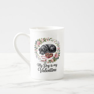 My Dog Is My Valentine Floral Puppy Lover Design Prozellantasse