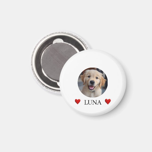 My Dog Personalized Photo & Name & Hearts Magnet (Vorderseite/Rückseite)