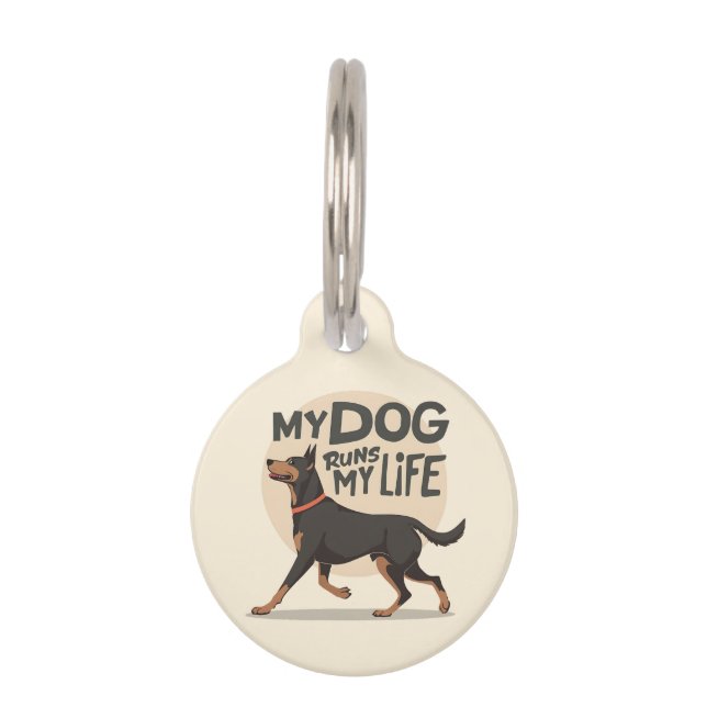 My Dog Runs My Life Doberman Running Art Haustiermarke (Vorderseite)