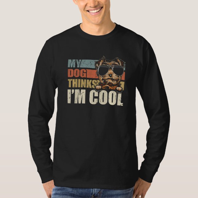 My Dog Thinks I'm Cool Yorkie  Retro Dad Mom T-Shirt (Vorderseite)