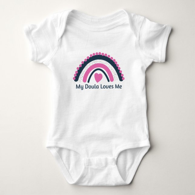 "My Doula Lieben Me" Boho Rainbow Baby Strampler (Vorderseite)