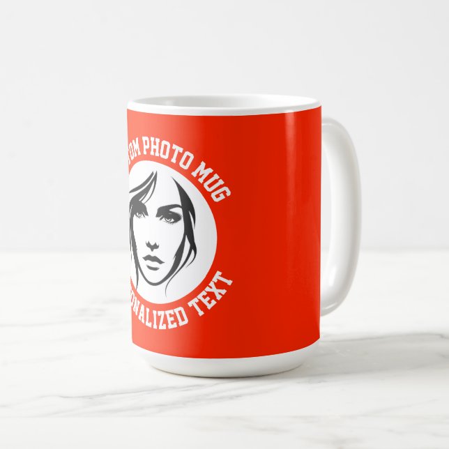 My Face on a BRIGHT RED Large Custom Mug Kaffeetasse (VorderseiteRechts)