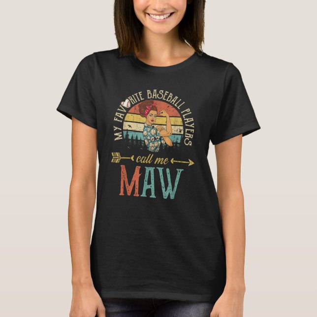 My Favorite Baseball Players Call Me Maw Women Gra T-Shirt (Vorderseite)