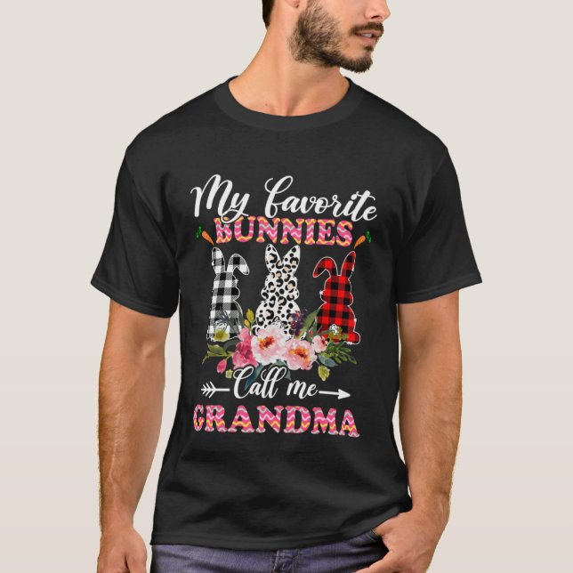My Favorite Bunnies Call Me Grandma Easter Leopard T-Shirt (Vorderseite)