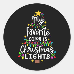 My Favorite Color Is Christmas Lights Funny Xmas M Runder Aufkleber