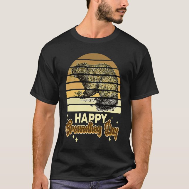 My Favorite Holiday Woodchuck Sunset Happy Groundh T-Shirt (Vorderseite)