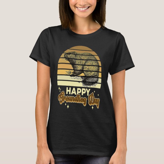 My Favorite Holiday Woodchuck Sunset Happy Groundh T-Shirt (Vorderseite)