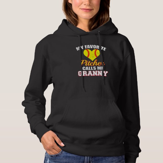 My Favorite Pitcher Calls Me Granny Pitcher Softba Hoodie (Vorderseite)