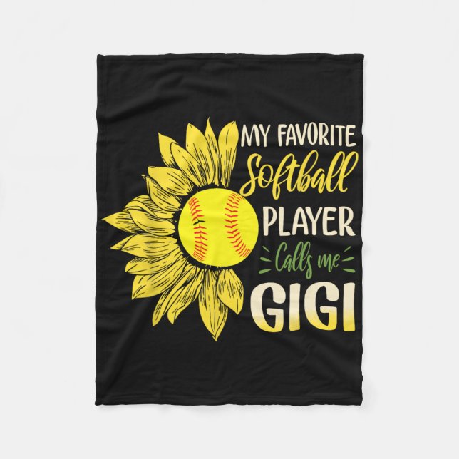 My Favorite Softll Player Calls Me Gigi Sunflower  Fleecedecke (Vorderseite)