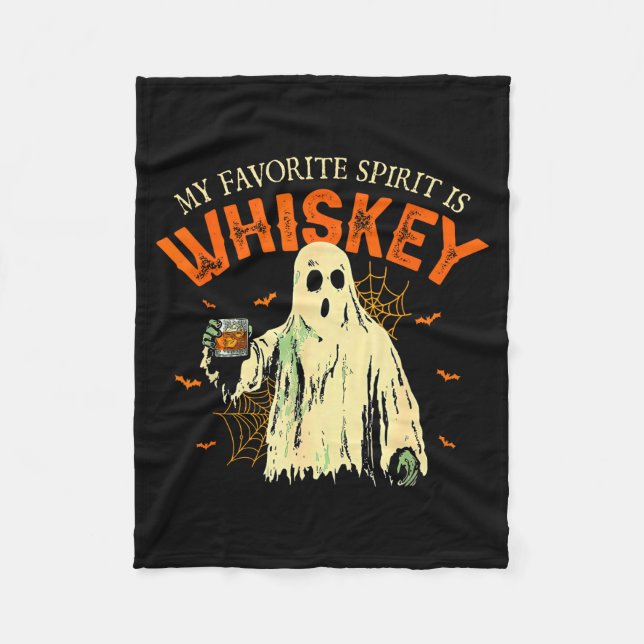My Favorite Srit Is Whiskey Funny Ghost Halloween  Fleecedecke (Vorderseite)