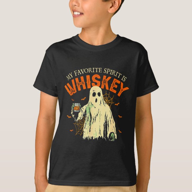 My Favorite Srit Is Whiskey Funny Ghost Halloween  T-Shirt (Vorderseite)