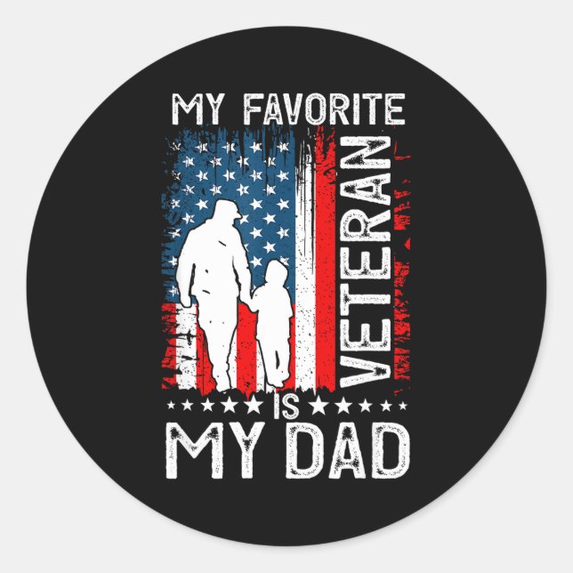 My Favorite Veteran Is My Dad Father Thank You Vet Runder Aufkleber (Vorderseite)