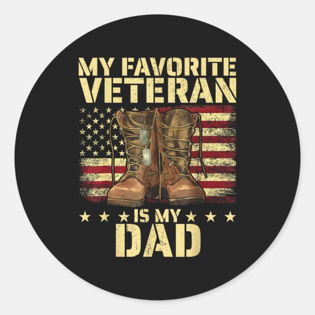 My Favorite Veteran Is My Dad Father Veterans Day  Runder Aufkleber (Vorderseite)
