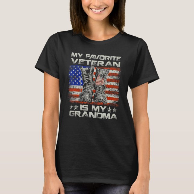 My Favorite Veteran Is My Grandma Combat Boots Ame T-Shirt (Vorderseite)