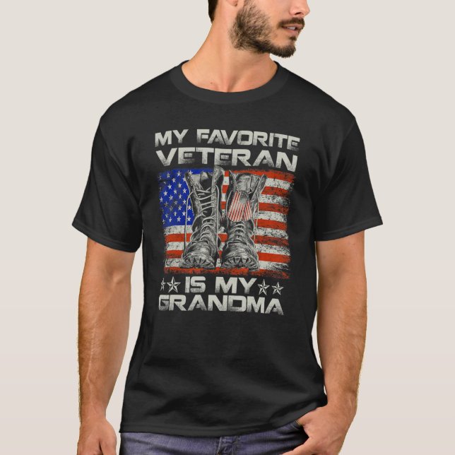 My Favorite Veteran Is My Grandma Combat Boots Ame T-Shirt (Vorderseite)