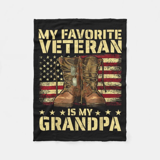 My Favorite Veteran Is My Grandpa Grandfather Vete Fleecedecke (Vorderseite)