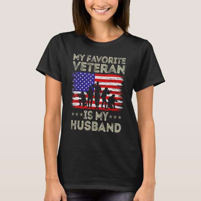 My Favorite Veteran Is My Husband American Flag Ve T-Shirt (Vorderseite)