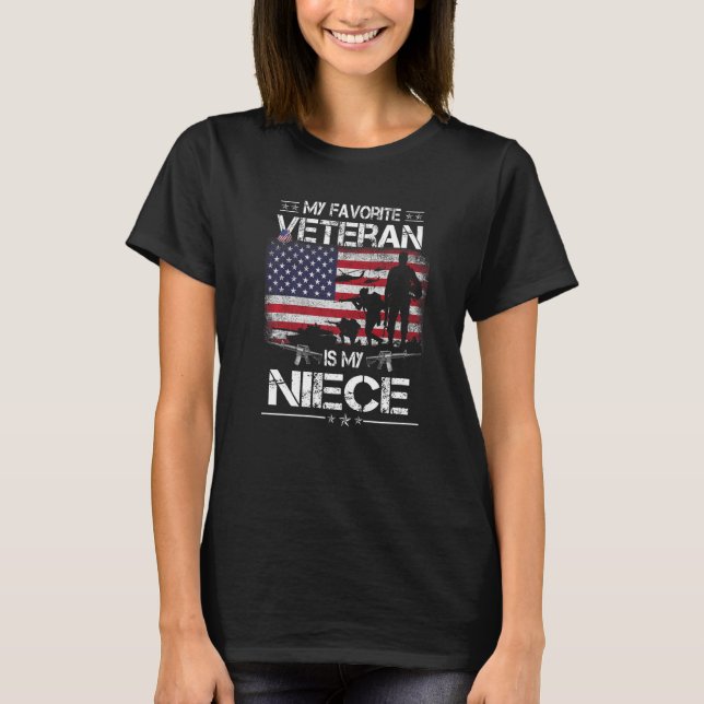 My Favorite Veteran Is My Niece  Flag Mother Veter T-Shirt (Vorderseite)