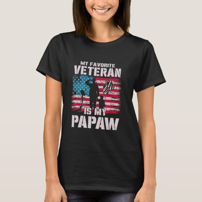 My Favorite Veteran Is My Papaw American Flag Fath T-Shirt (Vorderseite)