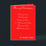 My fiance Christmas greeting cards Feiertagskarte<br><div class="desc">Christmas greeting cards with dedication to a loving fiance</div>