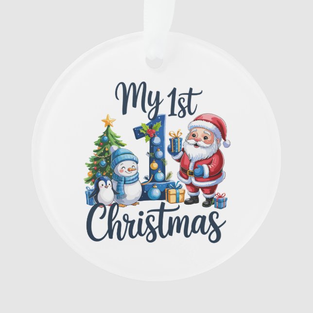 My First 1st Christmas Blue Baby Boy Xmas Snowman Ornament (Vorderseite)