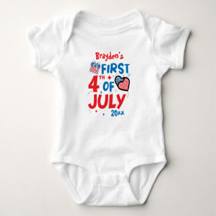 My first 4th of July 2022 personalized name & year Baby Strampler