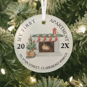 My First apartment keepsake fireplace Ornament Aus Glas
