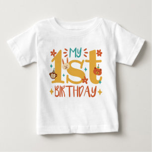 "My first birthday" with cute animals Baby T-shirt
