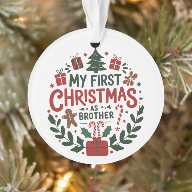 My First Christmas As Brother Family Matching  Ornament (Baum)