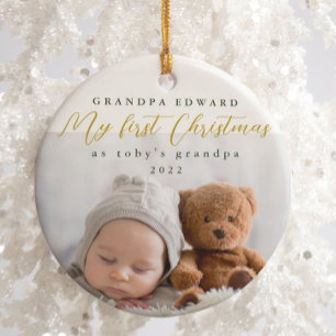 My First Christmas as Grandpa Photo and Year Keramik Ornament