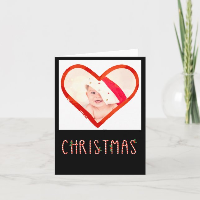 My First Christmas As Mom Love Heart Baby Photo  Karte (Vorderseite)