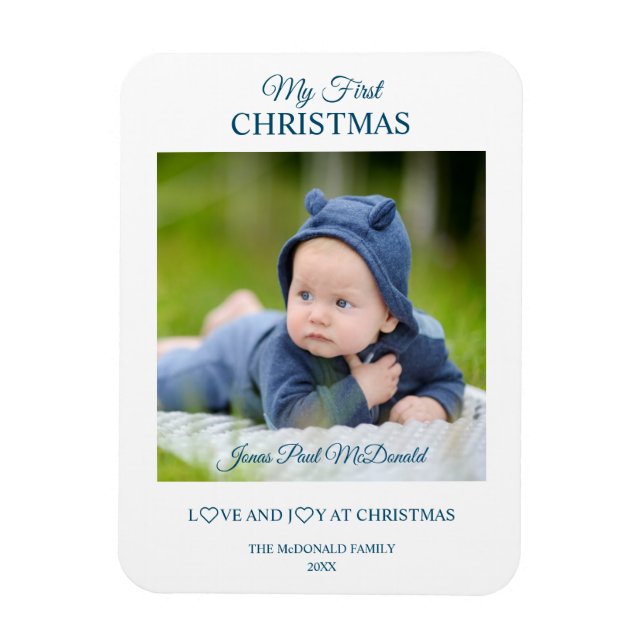 My First Christmas Babies Custom Photo Keepsake Magnet (Vertikal)