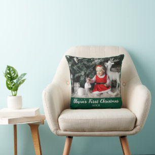 My First Christmas Baby Custom Foto Script Einfach Kissen