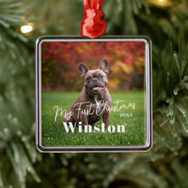 My First Christmas Custom Pet Name Photo Ornament Aus Metall