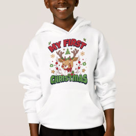 My First Christmas Cute Reindeer Baby 1st Xmas  Hoodie