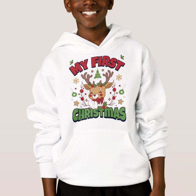 My First Christmas Cute Reindeer Baby 1st Xmas  Hoodie (Vorderseite)