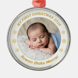 My First Christmas Gold Personalized Baby Photo  Ornament Aus Metall