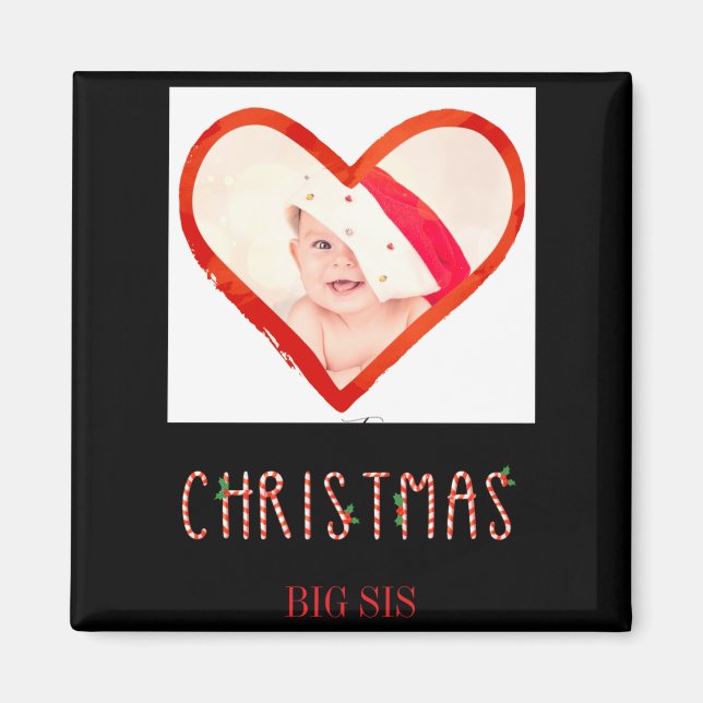 My First Christmas Sister Love Heart Baby Photo  Magnet (Vorne)