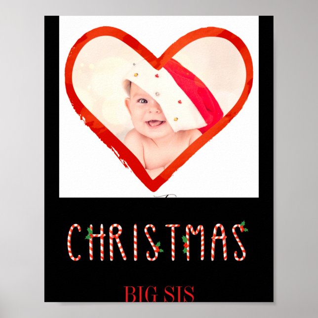 My First Christmas Sister Love Heart Baby Photo  Poster (Vorne)