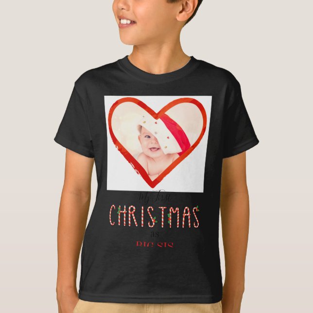 My First Christmas Sister Love Heart Baby Photo  T-Shirt (Vorderseite)
