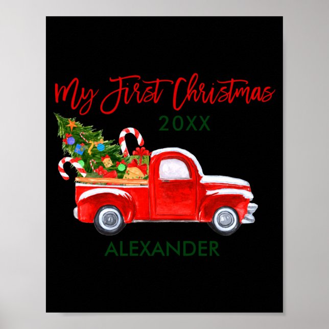 My First Christmas Truck Candy Canes Green Red Bab Poster (Vorne)