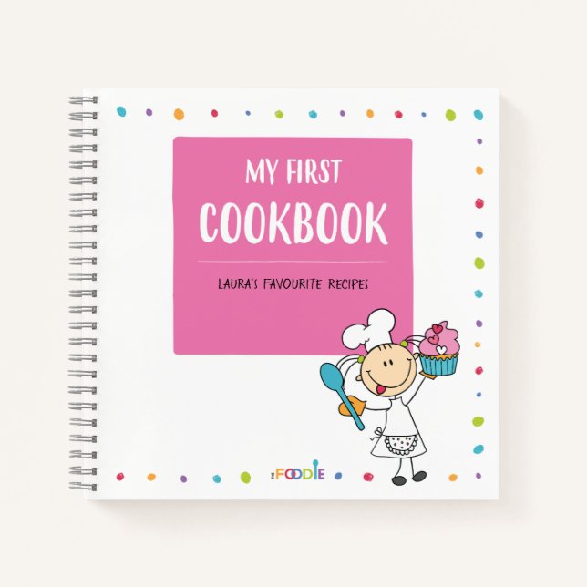 "MY First COOKBOOK" Personalisiertes Kinderrezeptb Notizbuch (Vorderseite)