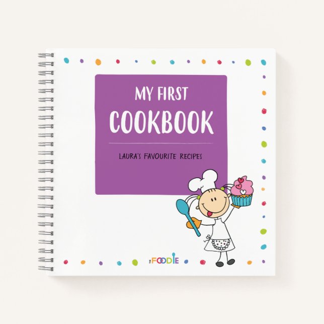 "MY First COOKBOOK" Personalisiertes Kinderrezeptb Notizbuch (Vorderseite)