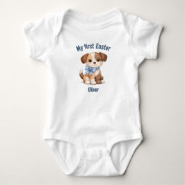 My First Easter Patchwork Dog Baby T-Shirt Strampler