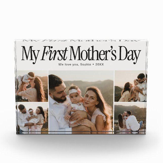 My First Mothers Day Retro Photo Collage Fotoblock (Vorderseite)