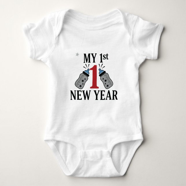 My First New Year 2026 Baby  Cute New Year outfit Baby Strampler (Vorderseite)